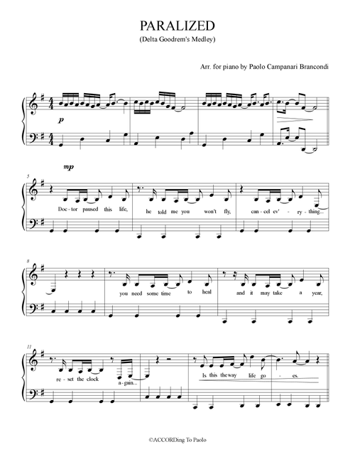 Paralyzed (Arr. Paolo Campanari Brancondi) - Delta Goodrem (Piano Solo)