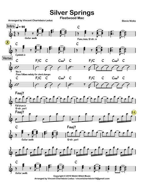 Silver Springs (Arr. Vincent Charlebois-Leduc) - Fleetwood Mac (Lead Sheet - Fake Book)