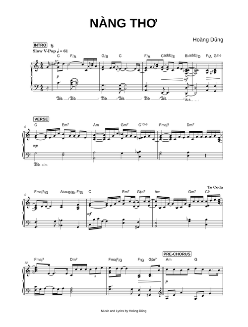 Nàng Thơ [Nang Tho] - Hoàng Dũng (Piano)