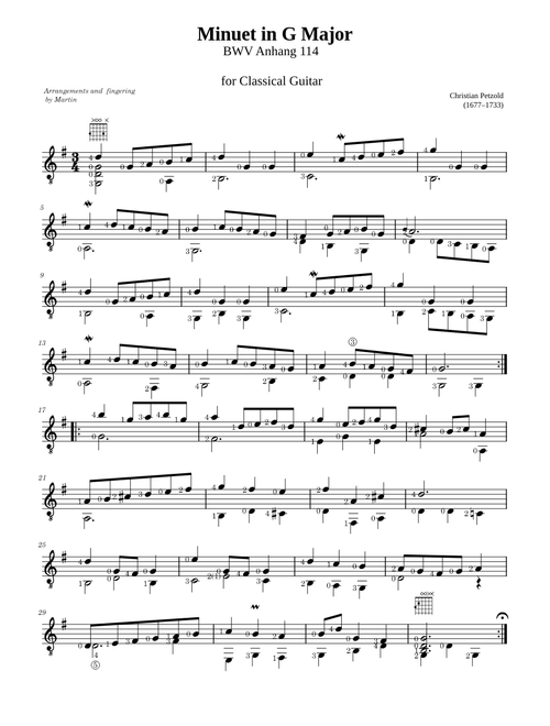 Minuet in G Major, BWV Anh. 114 – Christian Petzold
