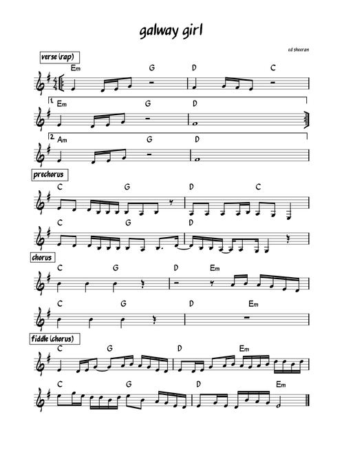 Galway girl – Ed Sheeran – Leadsheet