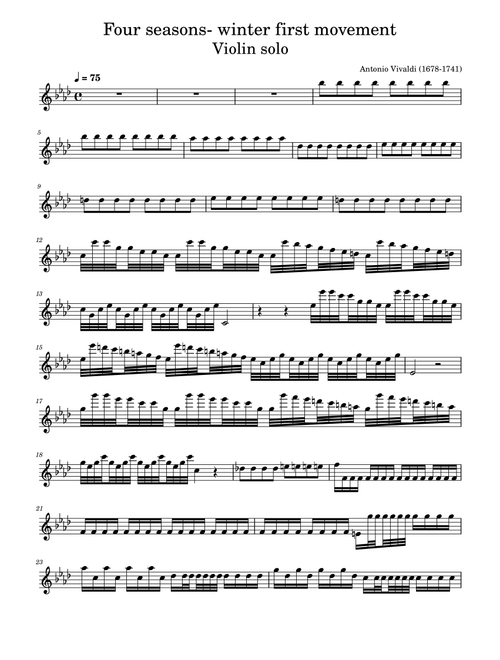 Four seasons- winter first movement Violin solo (Arr. poon) - Antonio Vivaldi (Violin Solo)