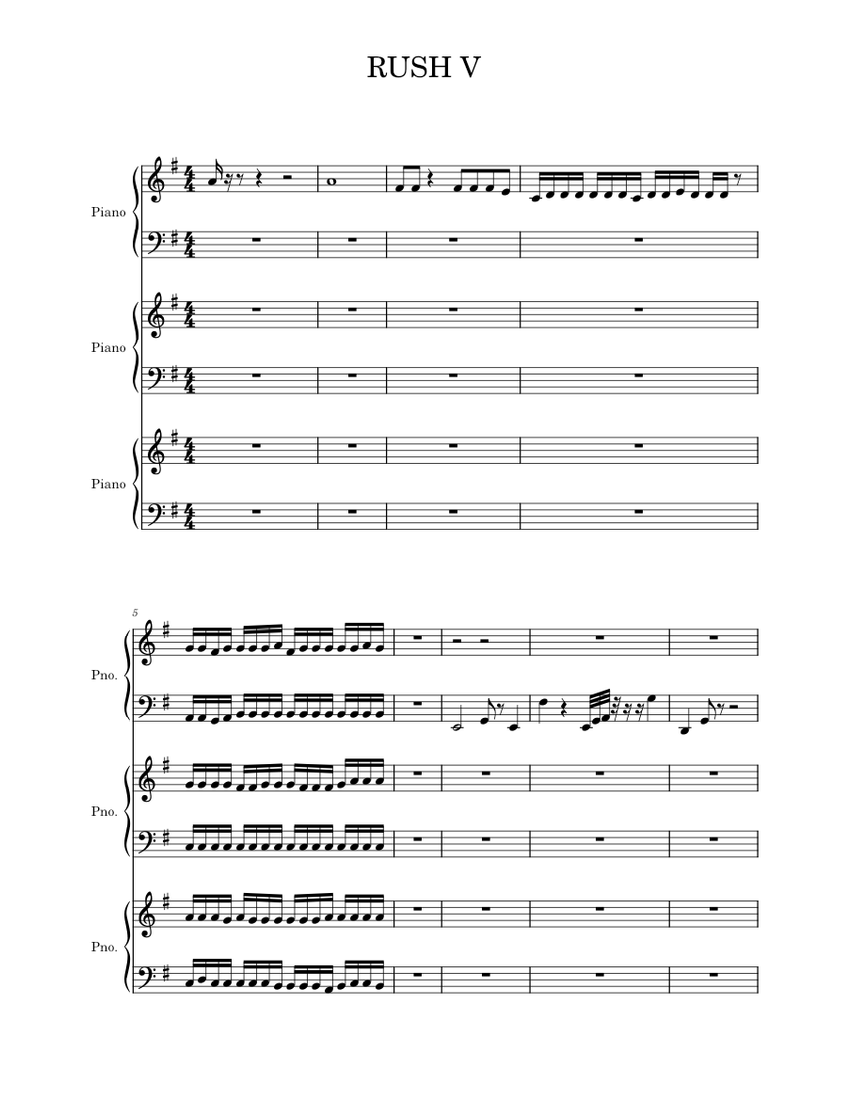 Rush E – Sheet Music Boss RUSH V Sheet Music For Piano (Mixed Trio ...