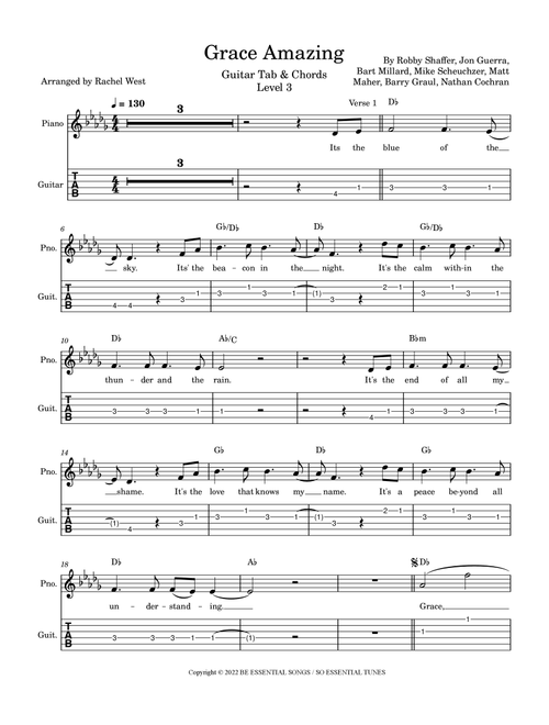 Grace Amazing (Arr. Rachel West) - MercyMe (Guitar Tab with Voice)