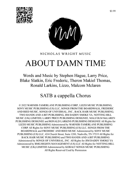 About Damn Time (Arr. Nicholas Wright) - Lizzo (Choral, SATB divisi)