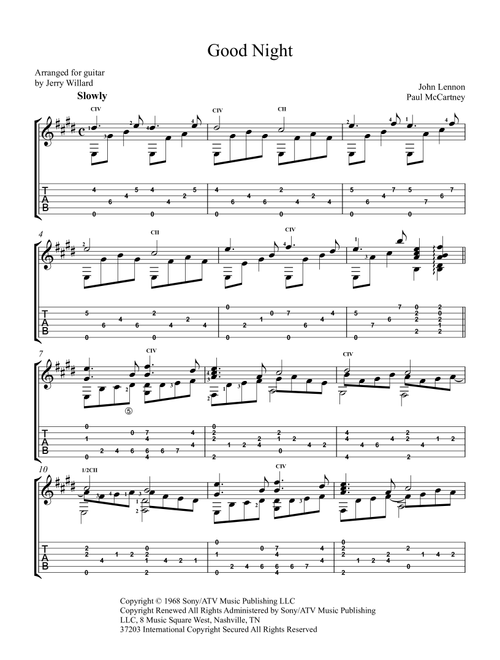 Good Night (Arr. Jerry Willard) - The Beatles (Solo Guitar)