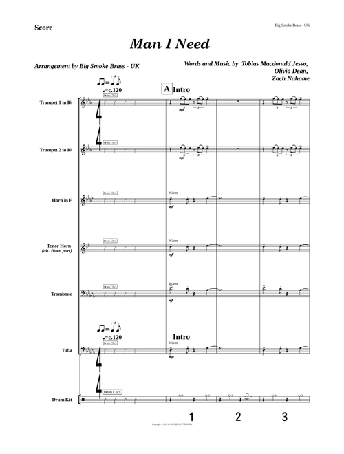 Man I Need (Arr. Big Smoke Brass - UK) - Olivia Dean (Brass Ensemble)