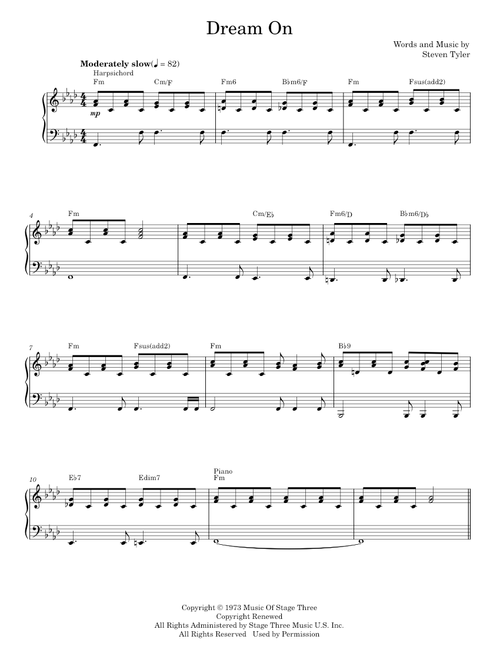 Dream On - Aerosmith (Piano Vocal)