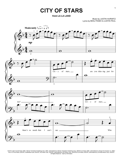 City Of Stars (from La La Land) - Pasek & Paul (Big Note Piano)