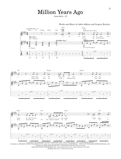 Million Years Ago - Adele (Guitar Tab)