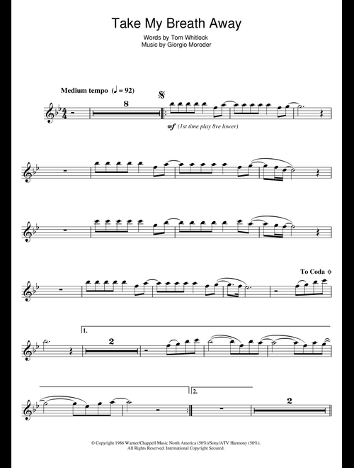 Take My Breath Away - Berlin (Clarinet Solo)