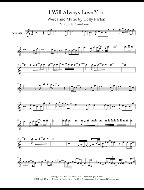 I Will Always Love You (Arr. Kevin Busse) - Whitney Houston (Alto Sax Solo)