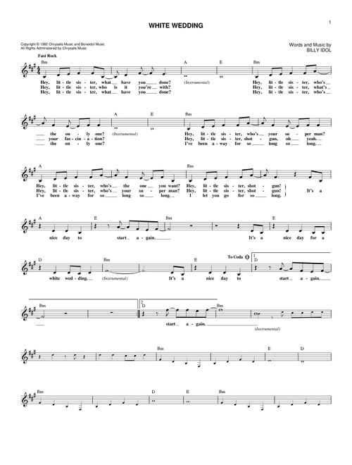 White Wedding - Billy Idol (Lead Sheet - Fake Book)