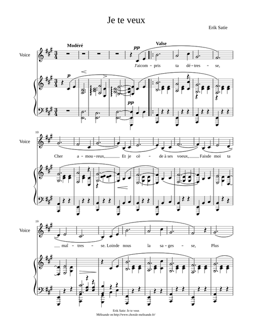 Je Te Veux – Erik Satie Erik Satie: Je te veux