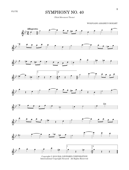Symphony No. 40 In G Minor, Third Movement ("Minuet") - Wolfgang Amadeus Mozart (Flute Solo)