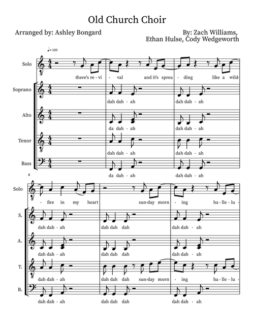 Old Church Choir (Arr. Ashley Bongard) - Cody Wedgeworth, Zach Williams, Ethan Hulse (Large Ensemble)