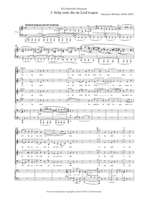 Brahms, Johannes - Selig sind, die da Leid tragen - Ein deutsches Requiem, Op.45, No.I