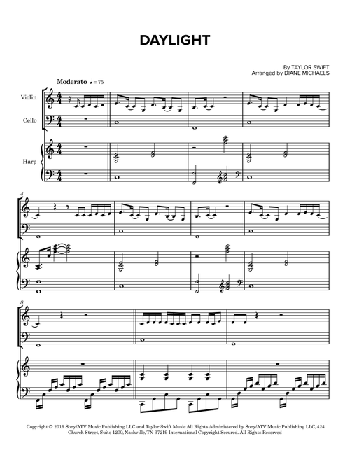 Daylight (Arr. Diane Michaels) - Taylor Swift (Small Ensemble)