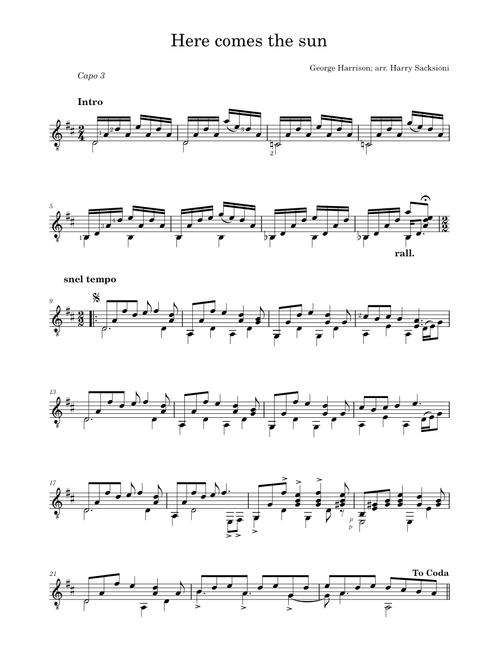 Here comes the sun- arr. Harry Sacksioni