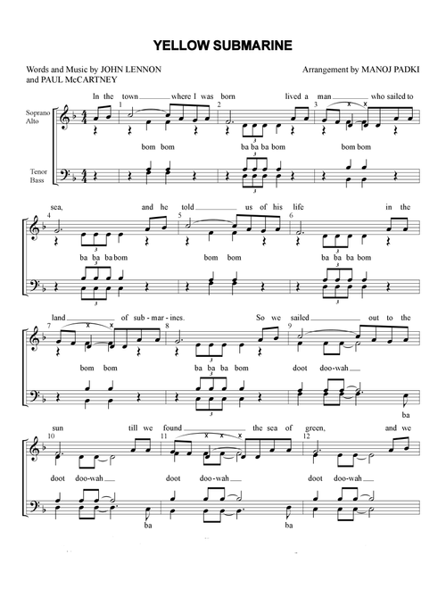 Yellow Submarine (pepperland/yellow Submarine In Pepperland) (Arr. Manoj Padki) - George Martin, John Lennon, Paul McCartney (Choral, SATB)
