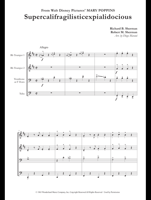 Supercalifragilisticexpialidocious (Arr. Diego Marani) - Richard M. Sherman, Robert B. Sherman (Brass Ensemble)