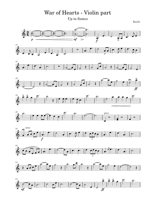 War of hearts (Violin part) – Ruelle