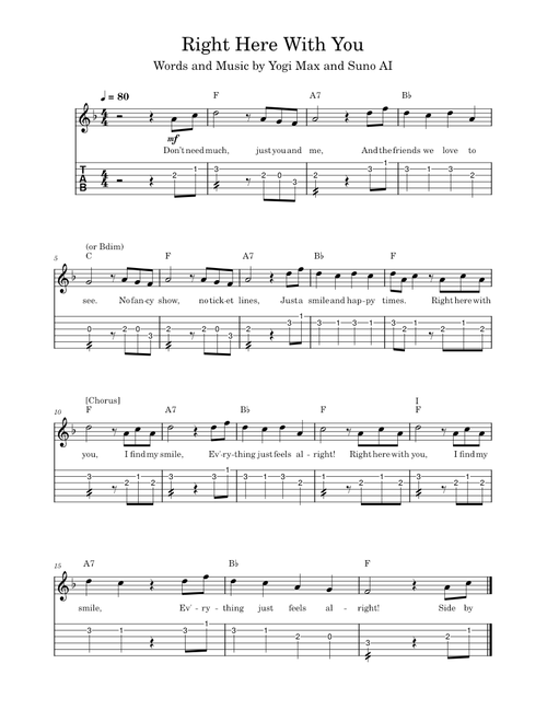 Right Here With You in F Major