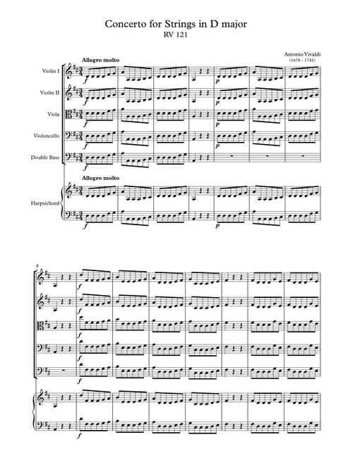 Concerto for Strings in D major RV 121 - Antonio Vivaldi (Orchestra)