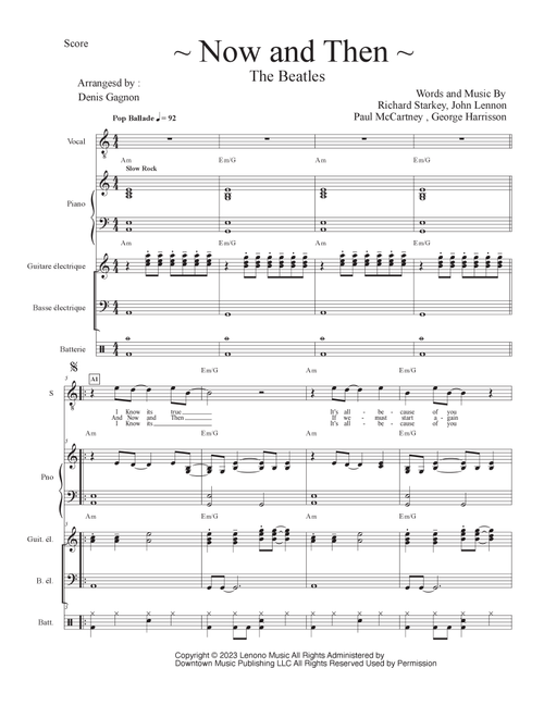 Now And Then (Arr. Denis Gagnon) - The Beatles (Piano-Vocal-Guitar (Piano Accompaniment))