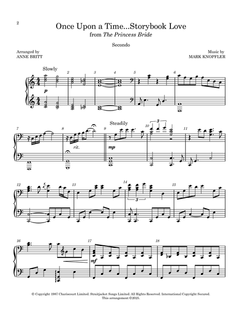 Once Upon A Time...storybook Love (Arr. Anne Britt) - Mark Knopfler (Piano Duet)