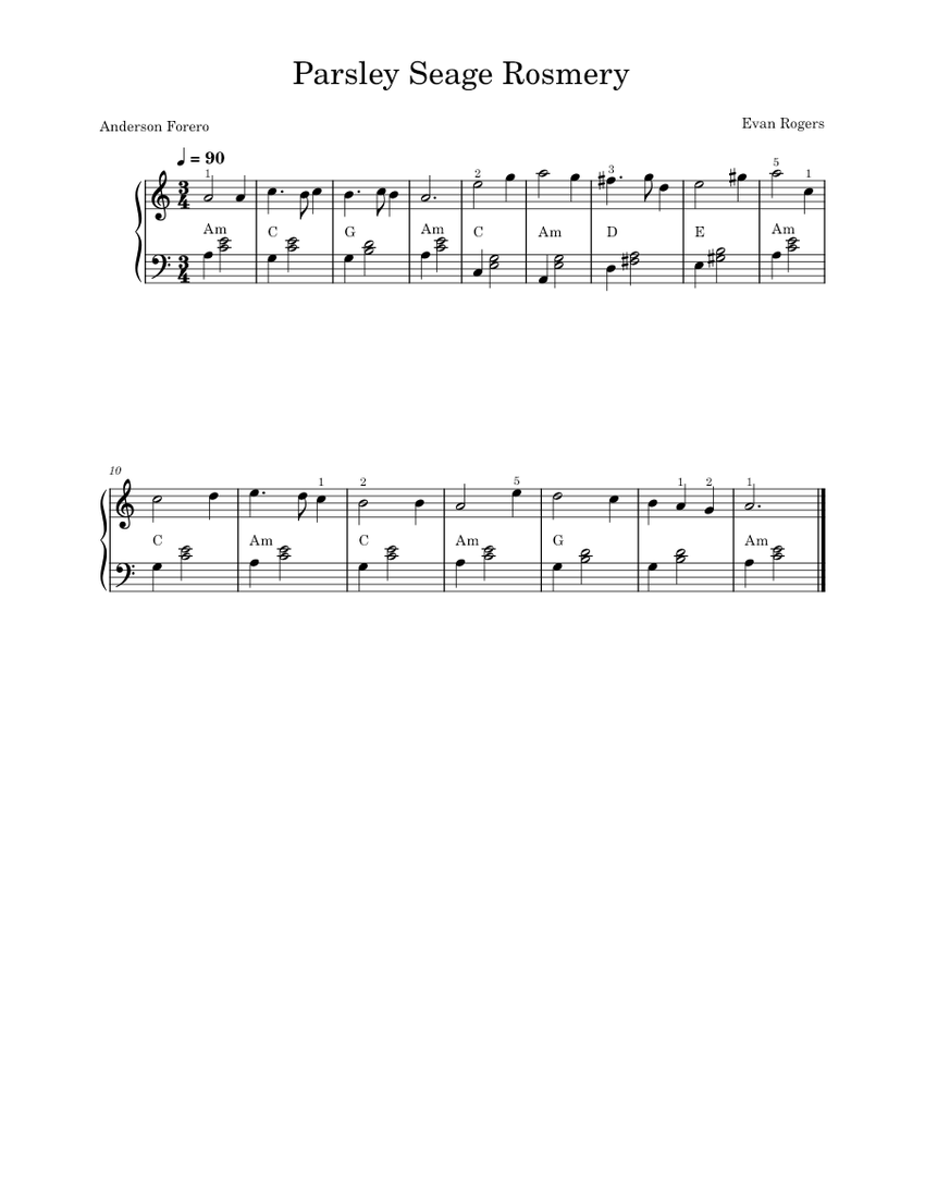 Parsley Seage Rosmery Sheet Music for Piano (Solo) Easy | MuseScore.com Parsley Seage Rosmery