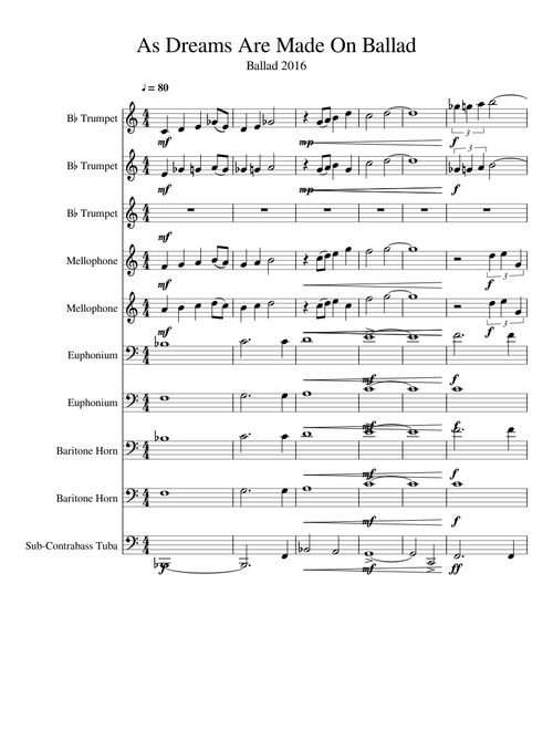 Blue Devils 2016 Show - As Dreams Are Made On ~ Ballad (W.I.P) Brass Score Transcription