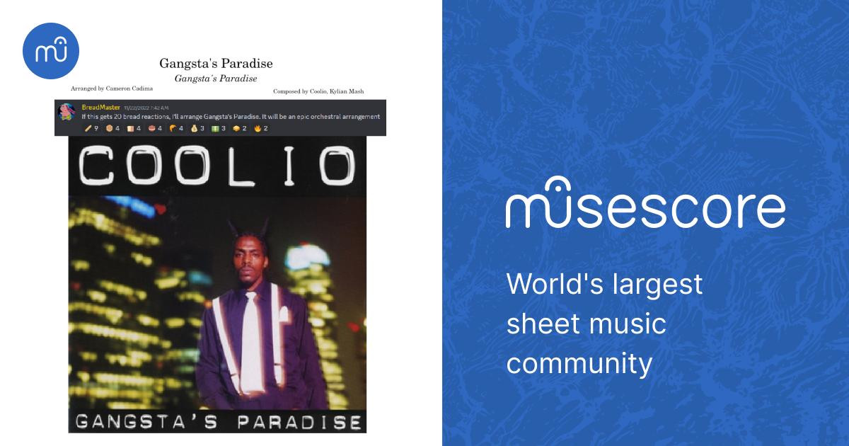 Gangsta's Paradise - Coolio Sheet Music for Piano, Vocals, Oboe ...