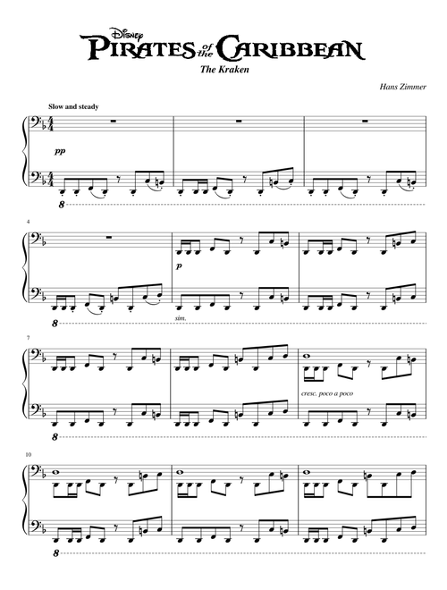 Pirates of the Caribbean Dead Man's Chest - The Kraken | Piano Solo