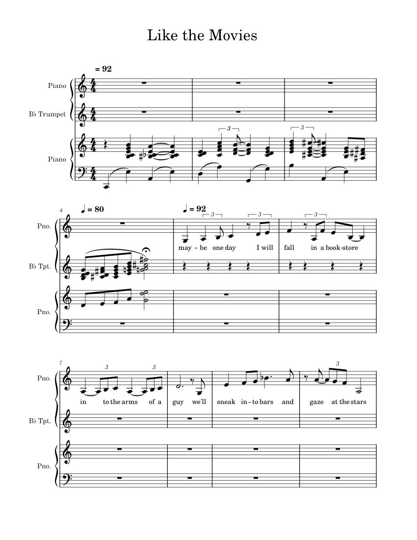Like the Movies Laufey Sheet music for Piano, Trumpet in bflat