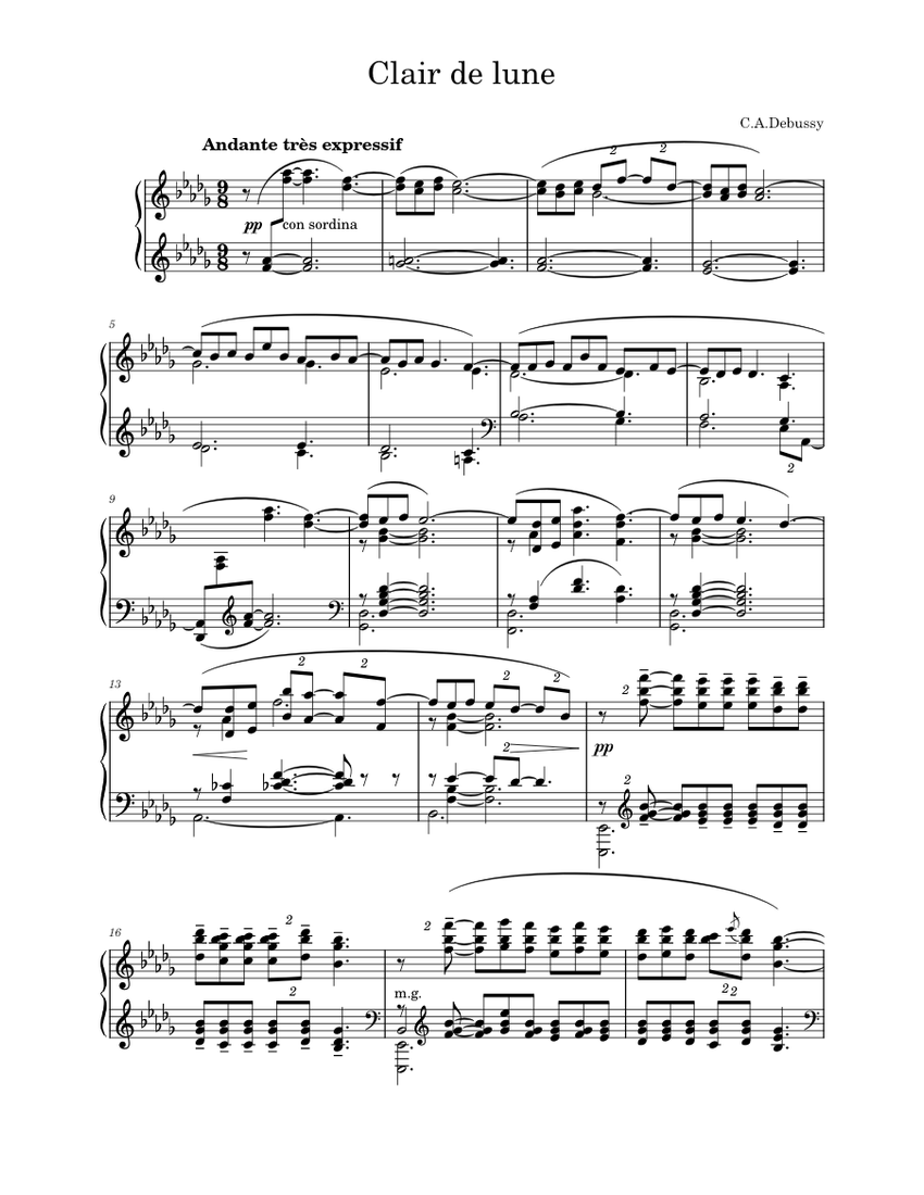 Clair de lune Claude Debussy Sheet music for Piano (Solo)