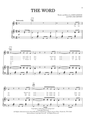 Play Official version of The word Sheet Music by The Beatles for