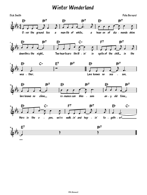 Winter Wonderland (Lead sheet with lyrics )