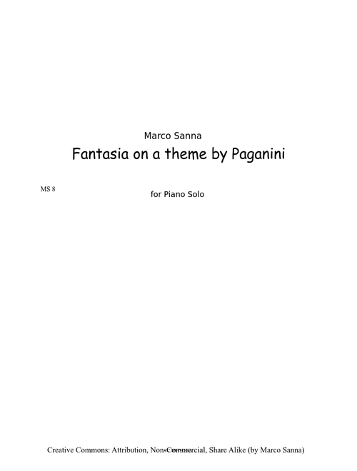 Fantasia on a theme by Paganini, Piano Solo (WIP, updated 6/22/13)
