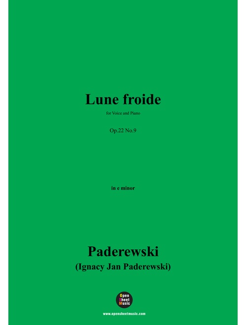 Paderewski-Lune froide(1904),Op.22 No.9,in e minor (Arr. OSM Press) - Ignacy Jan Paderewski (Piano Vocal)