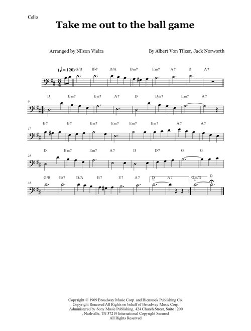 Take Me Out To The Ball Game (Arr. Nilson de Melo Vieira) - Albert von Tilzer, Jack Norworth (Cello Solo)