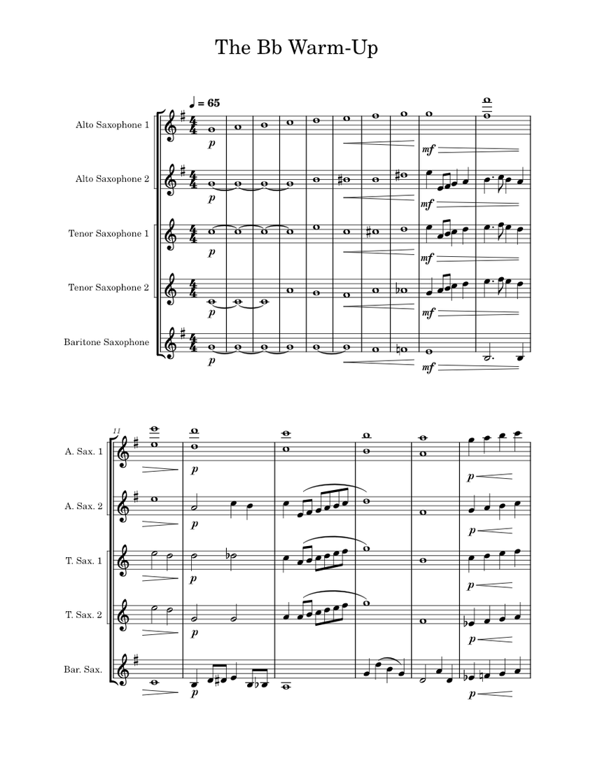 The B Flat WarmUp HBCU Sheet music for Saxophone alto, Saxophone