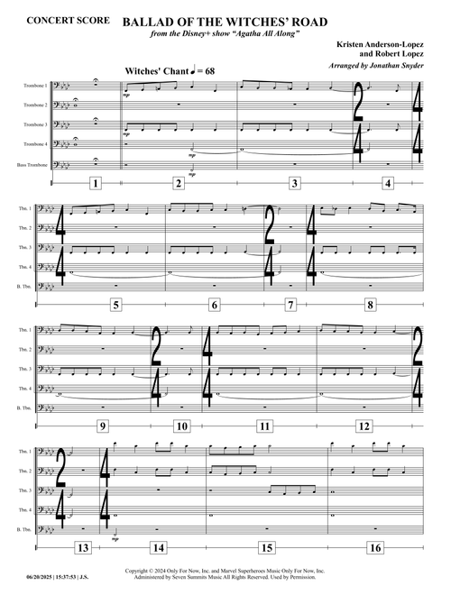The Ballad Of The Witches' Road (Sacred Chant Version) (Arr. Jonathan Snyder) - Robert Lopez, Kristen Anderson-Lopez (Brass Ensemble)