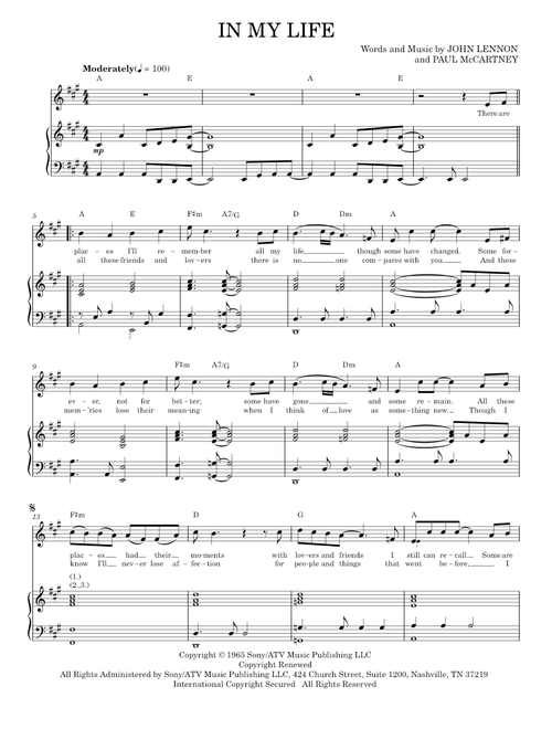 In my life - The Beatles (Piano Vocal)