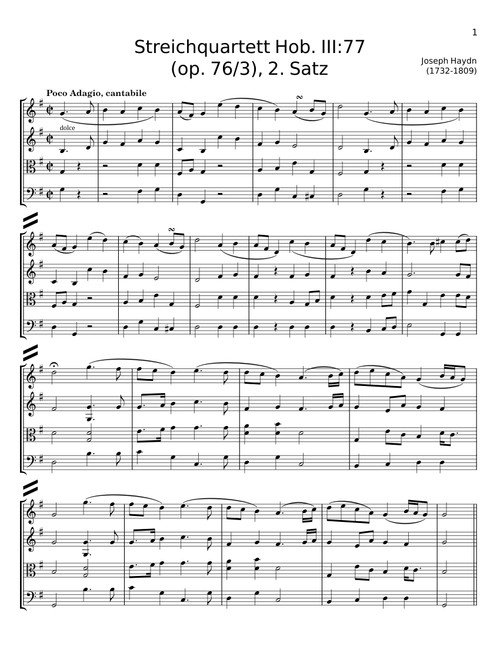 Streichquartett Hob. III 77 - Joseph Haydn