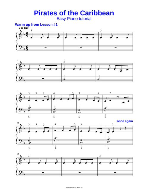 Pirates of the Caribbean - Easy Piano Tutorial - Lesson #2