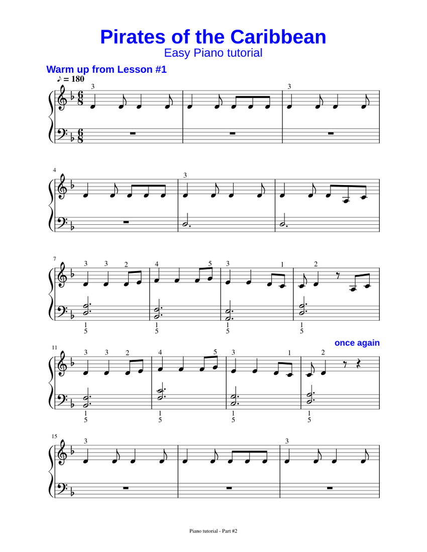 Pirates of the caribbean simple piano hot sale
