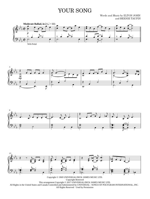 Your Song - Elton John, Rod Stewart (Piano Solo)