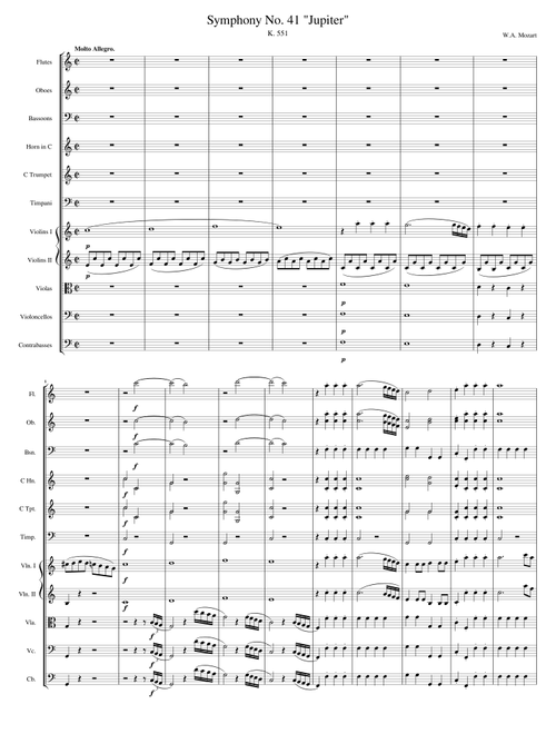 Mozart - Symphony No. 41 "Jupiter" in C Major, K. 551, I. Allegro vivace and IV. Molto Allegro (Excerpts)