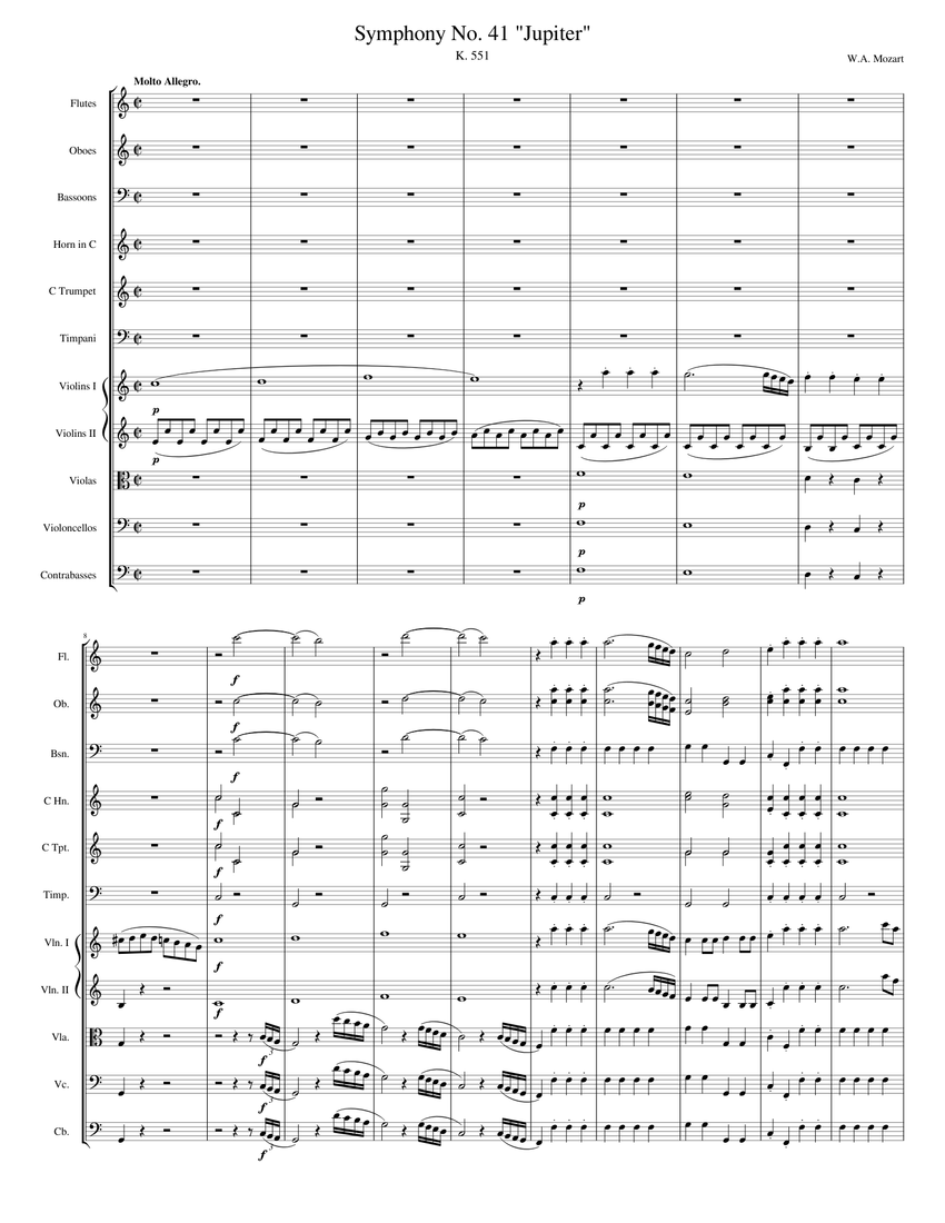 琴　備品一式　楽譜 Mozart - Symphony No. 41 